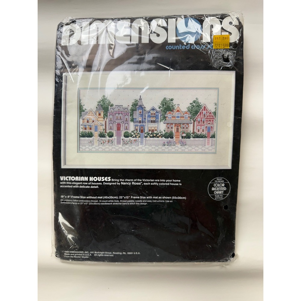 Vintage 1988 Dimensions Victorian Houses Counted Cross Stitch Kit #3650